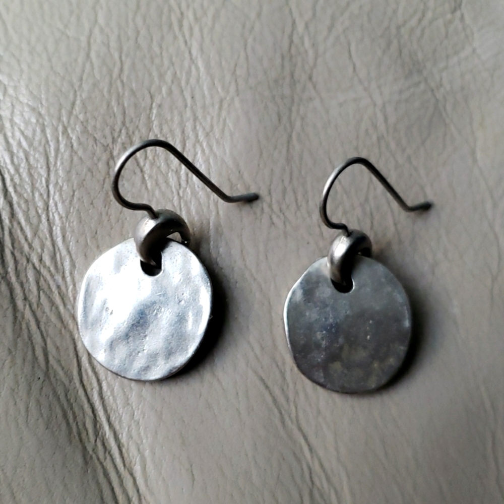Vintage Hammered Silver Dangle Earrings